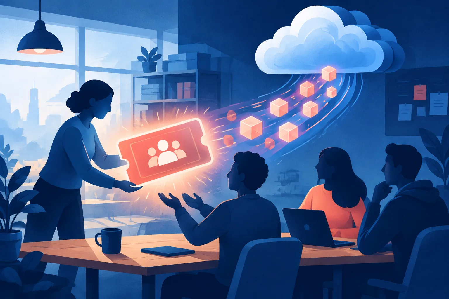 A startup team receives AI workspace access and compute credits.