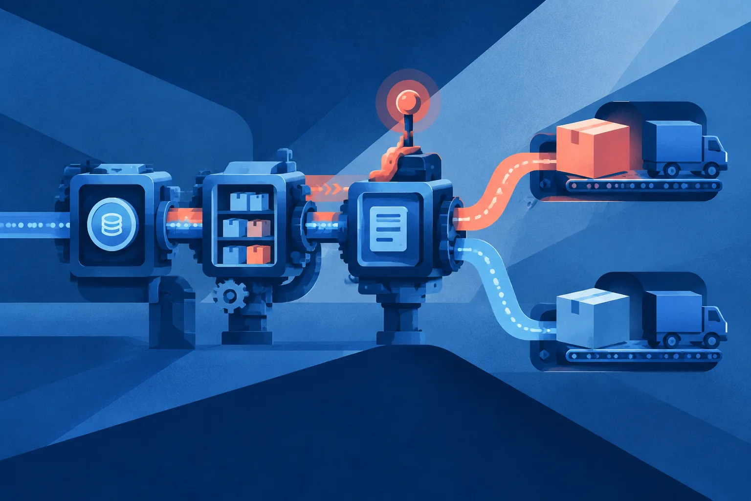 Connected service mechanisms change route after a single upstream intervention.