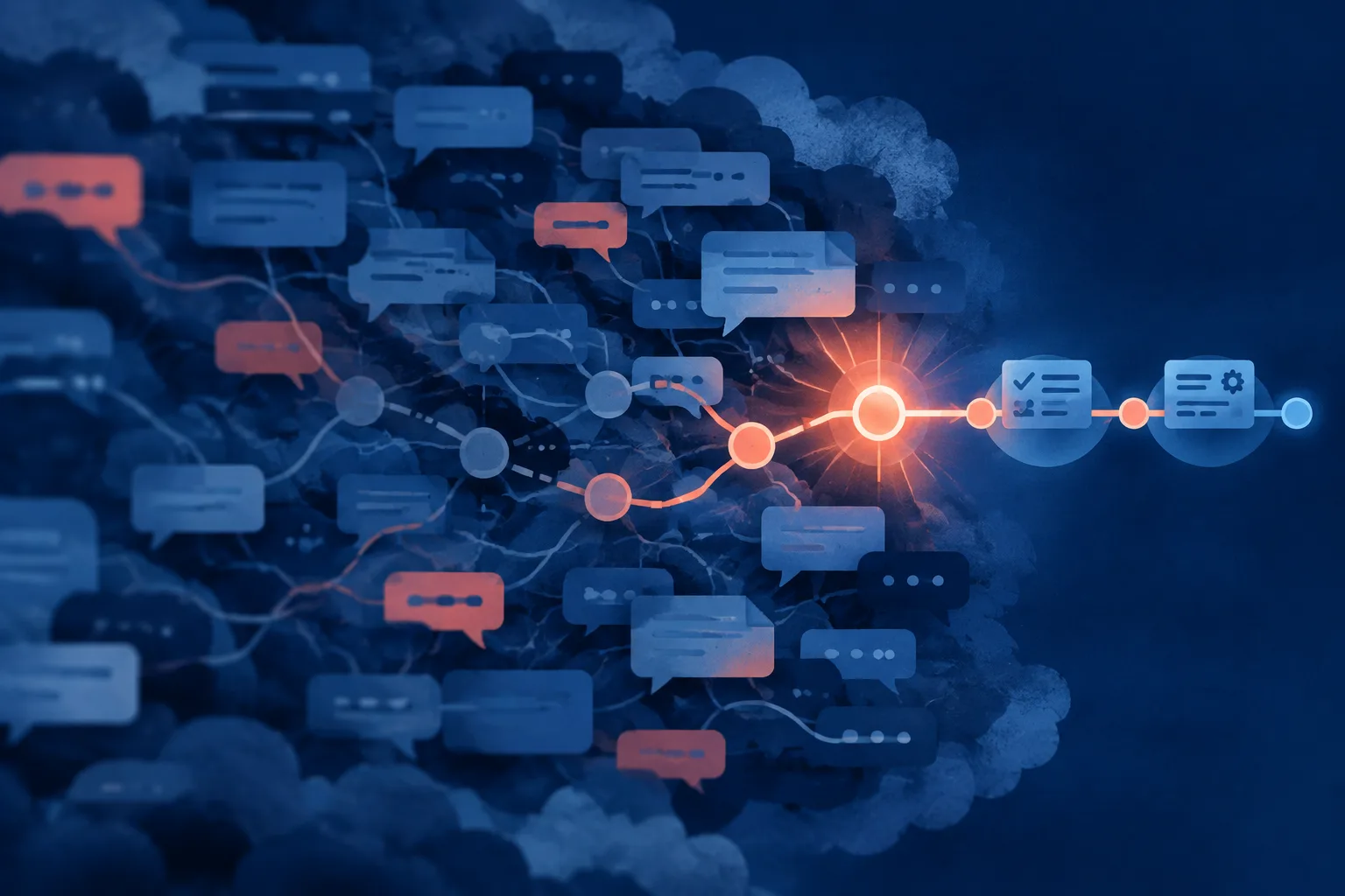 Causal threads become visible when an attention anchor cuts through dense context.