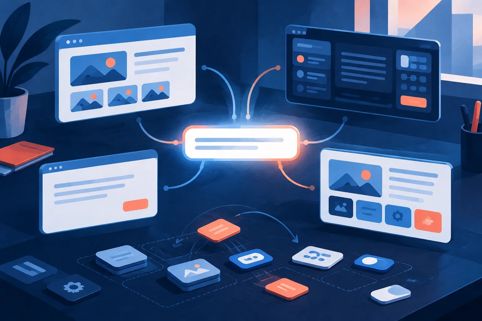 One question branches into multiple personalized interface layouts made from rearranging controls.