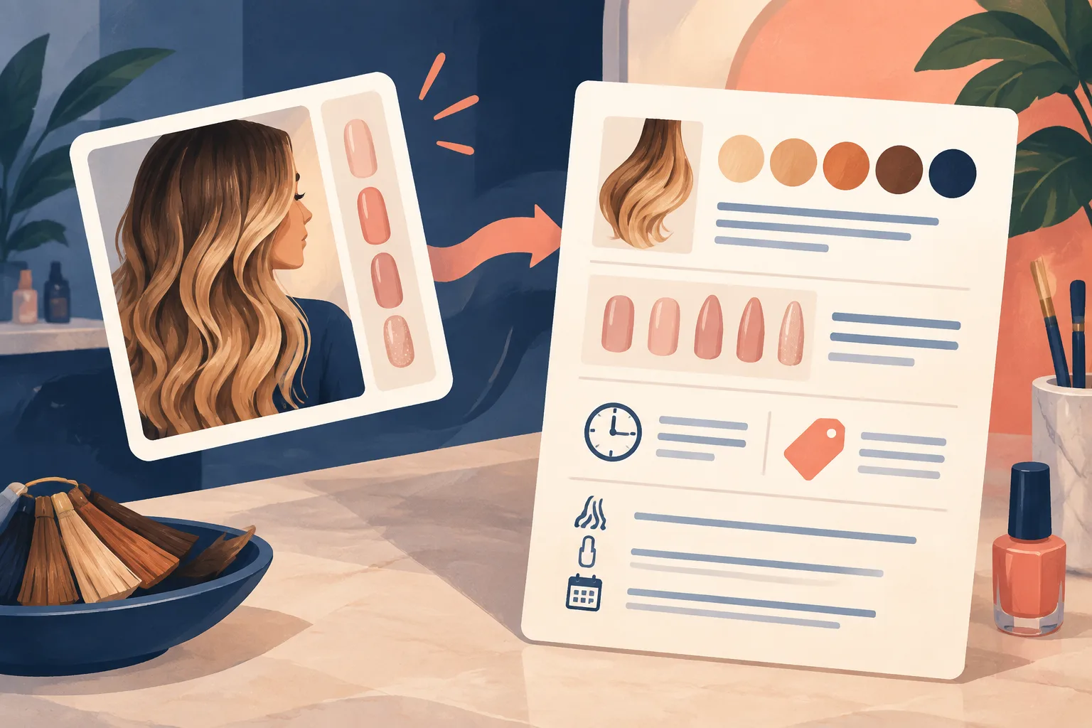 Beauty inspiration transforming into an organized salon action plan.