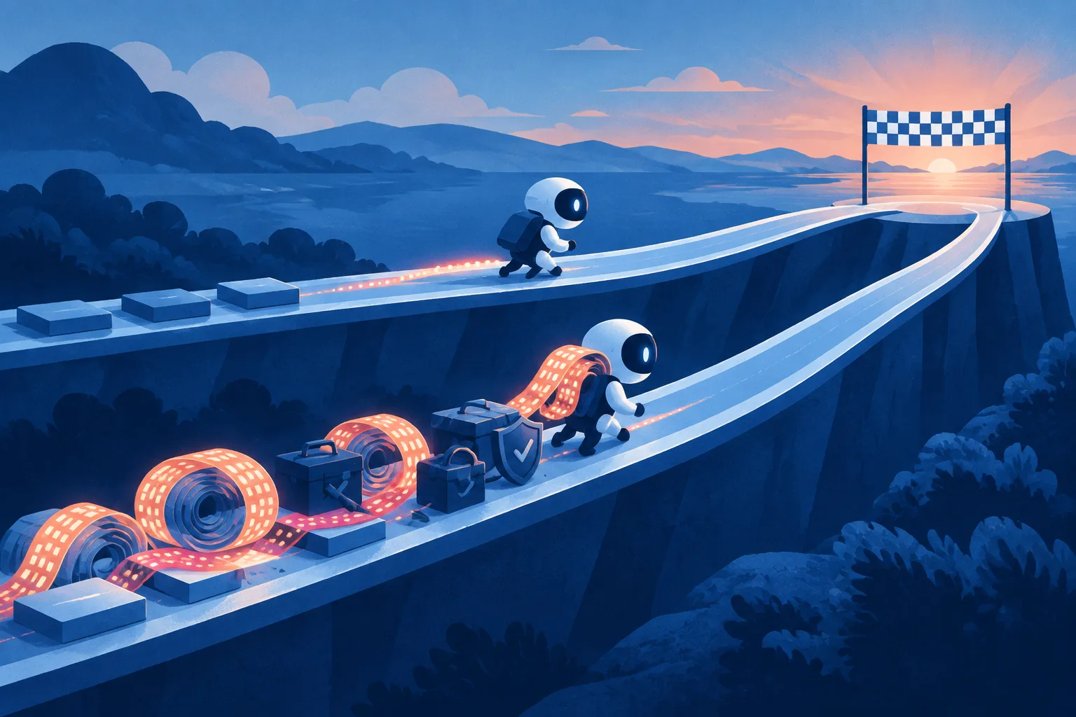 Illustration of two agent systems reaching equal outcomes with different resource use.