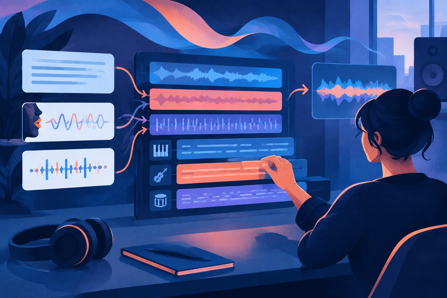 Text, humming, and rhythmic pulses become editable instrumental music layers.